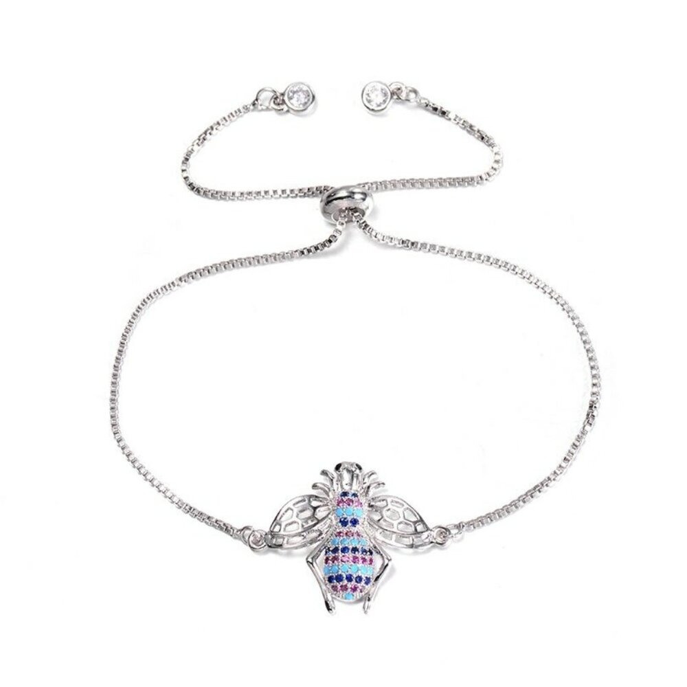 Sweet Honey Bee Multicolor Silver Bracelet